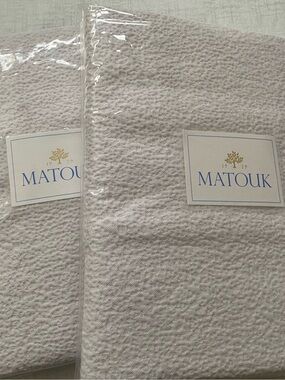 Set 2 Matouk Malibu Coverlet by Matouk Euro Sham 27x27, Knife Edge - White